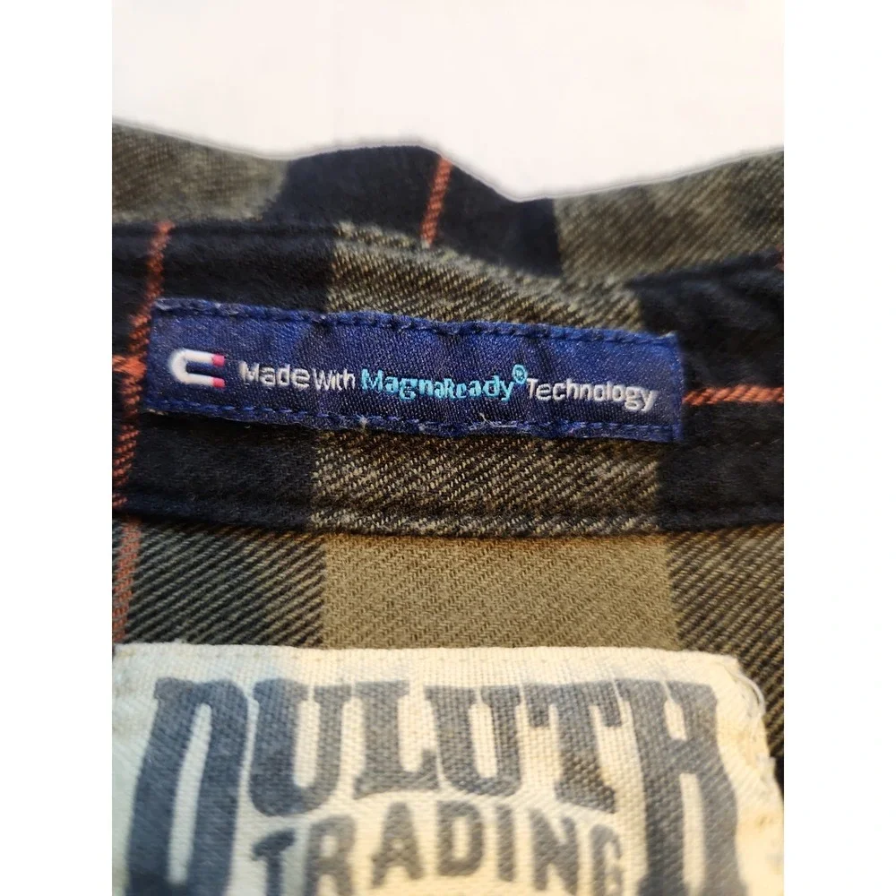 Deluth‎ Trading Co MagnaReady Flannel Shirt Mens XL Olive Plaid Magnetic Closure